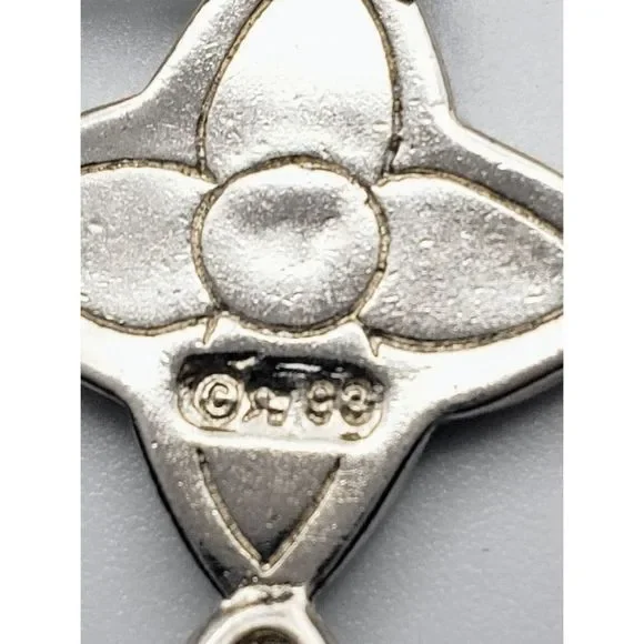 Silver-tone and Turquoise Green/Red Star w/Feathers Earrings - 3" inches - Picture 4 of 4